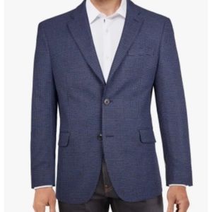 TOMMY HILFIGER Mens Blue/Burgundy, Houndstooth Blazer Jacket 42R. $295
